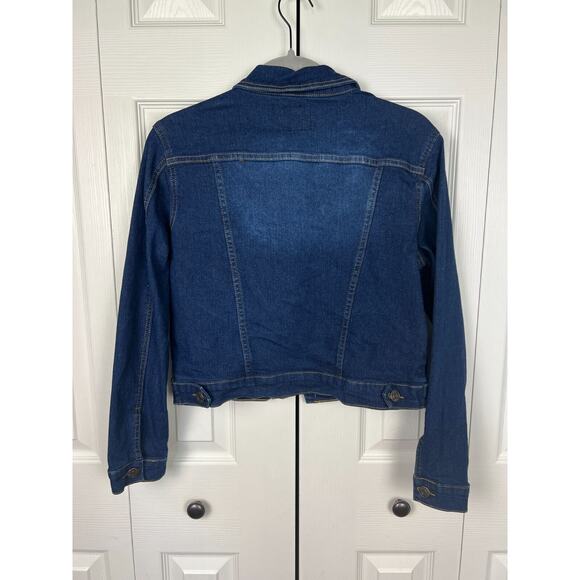 Dark Wash Denim Jean Jacket 90s Y2K Western Cowgirl Medium Spring - Picture 6 of 6